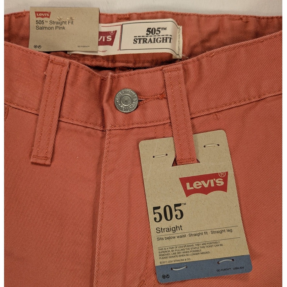 NWT Levi's 505 Jeans Boys 12 Reg 26x26 Salmon Pink Denim Straight Bootcut Cotton - Picture 4 of 10